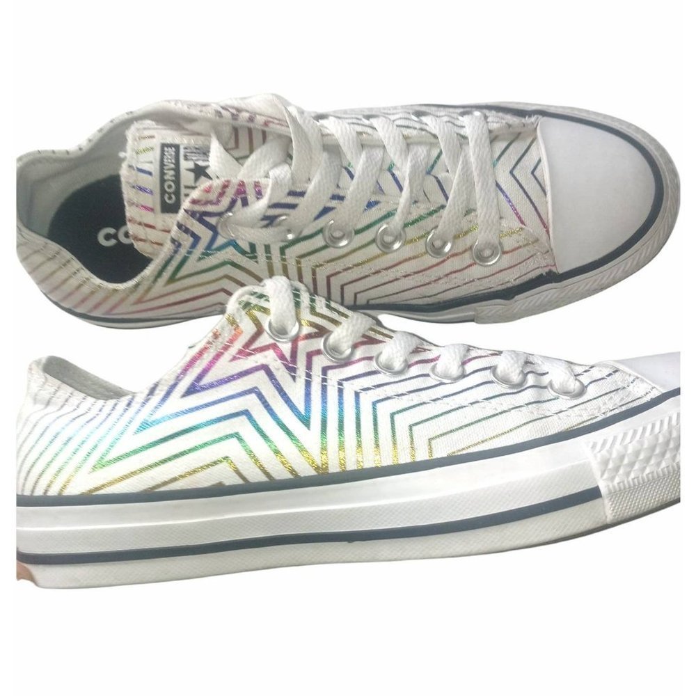 Converse Chuck Taylor All Star 70s Hi Sneakers in White/Iridescent gold stripes - Picture 5 of 5